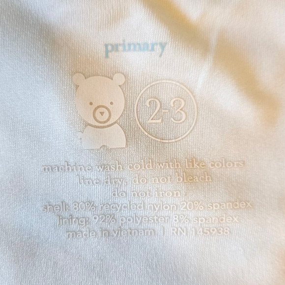 Primary Toddler Girl One Piece Swimuit Long Sleeve Polka Dot Cream Size 2T / 3T - Picture 3 of 5